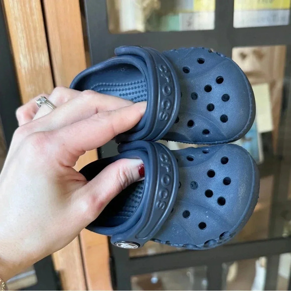 Navy Crocs Baya baby clogs shoes water slides sandals boy toddler - Picture 1 of 6